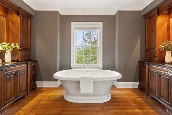 Bathroom, Free Standing Baths, Interior, Wood Texture Flooring