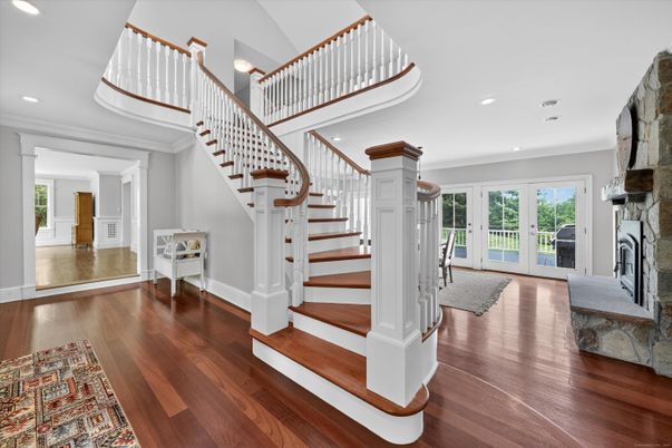 Fireplace, Interior, Recessed Lighting, Wood Texture Flooring