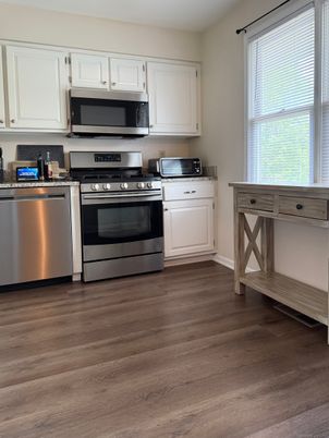 Interior, Kitchen, Stainless Steel Appliances, Wood Texture Flooring