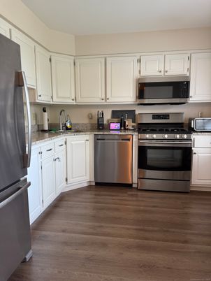 Interior, Kitchen, Stainless Steel Appliances, Wood Texture Flooring