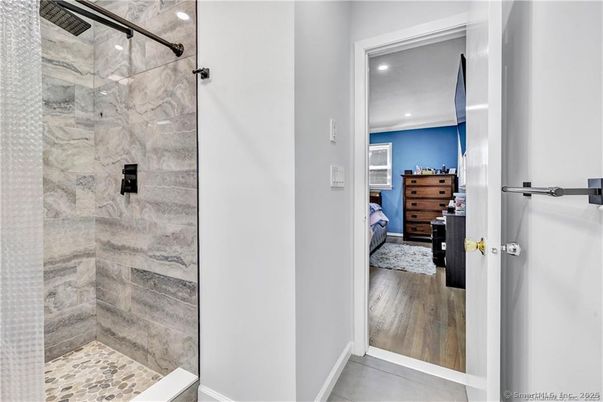 Bathroom, Interior, Recessed Lighting, Wood Texture Flooring