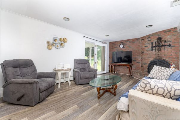 Interior, Living room, Stone Walls, Wood Texture Flooring