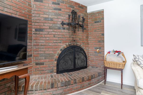 Fireplace, Interior, Stone Walls, Wood Texture Flooring