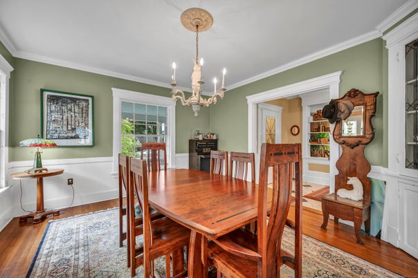 Chandelier, Dining room, Interior, Wood Texture Flooring