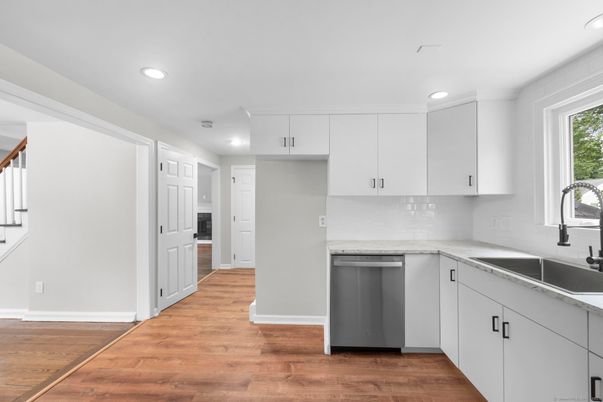 Interior, Kitchen, Recessed Lighting, Wood Texture Flooring