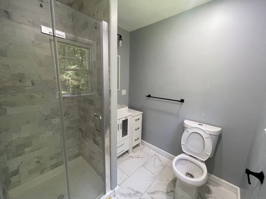 Bathroom, Glass Shower, Interior, Marble