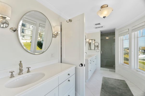 Bathroom, Dual Sink Vanities, Glass Shower, Interior