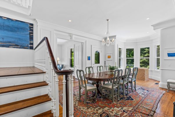Chandelier, Dining room, Interior, Recessed Lighting, Wood Texture Flooring