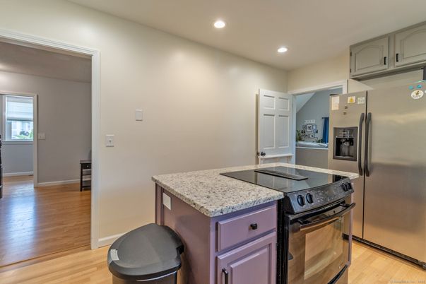 Interior, Kitchen, Recessed Lighting, Wood Texture Flooring