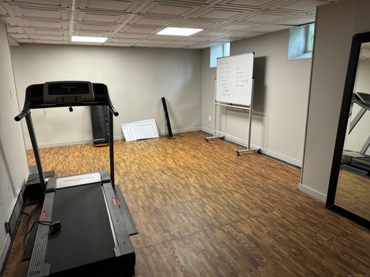 Fitness Equipment, Interior, Recessed Lighting, Wood Texture Flooring