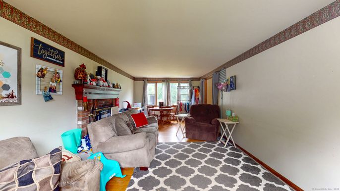 Dining room, Fireplace, Interior, Living room, Wood Texture Flooring