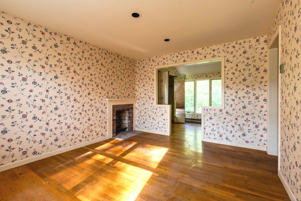 Empty room, Fireplace, Interior, Wood Texture Flooring