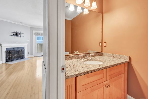 Bathroom, Fireplace, Interior, Wood Texture Flooring