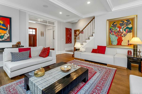 Interior, Living room, Recessed Lighting, Wood Texture Flooring