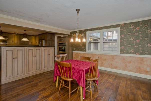 Dining room, Interior, Kitchen, Pendant Lights, Wood Texture Flooring
