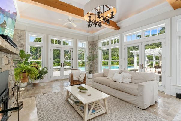 Fireplace, Interior, Living room, Stone Walls, Sun Room, Wooden Beams