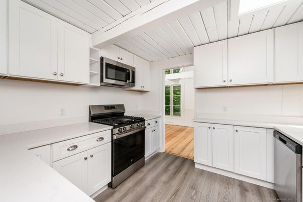 Interior, Kitchen, Stainless Steel Appliances, Wood Texture Flooring