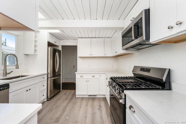 Interior, Kitchen, Stainless Steel Appliances, Wood Texture Flooring