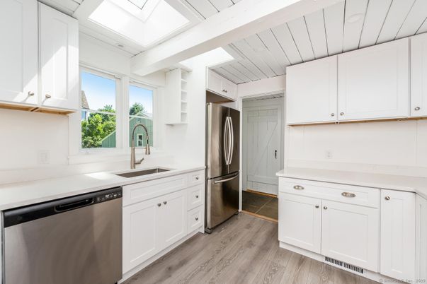 Interior, Kitchen, Stainless Steel Appliances, Wood Texture Flooring