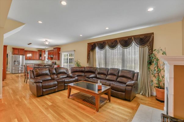 Interior, Kitchen, Living room, Recessed Lighting, Stainless Steel Appliances, Wood Texture Flooring