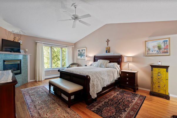 Bedroom, Fireplace, Interior, Wood Texture Flooring