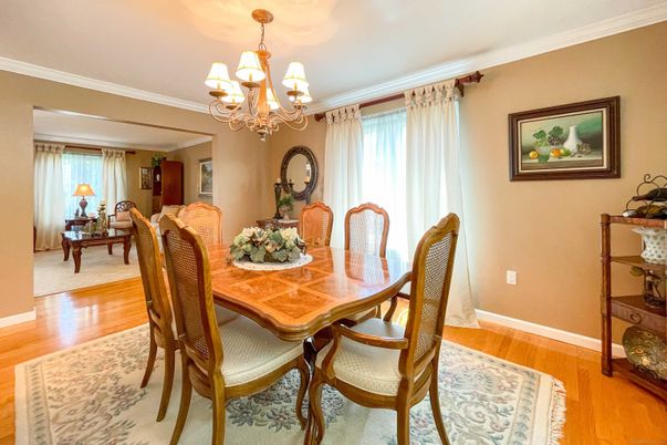 Chandelier, Dining room, Interior, Wood Texture Flooring