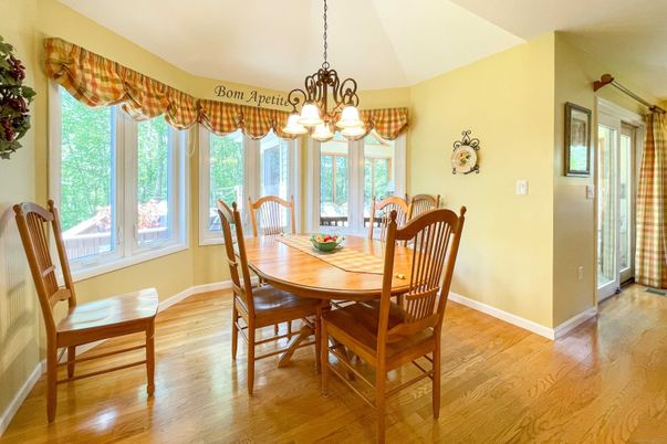 Chandelier, Dining room, Interior, Wood Texture Flooring