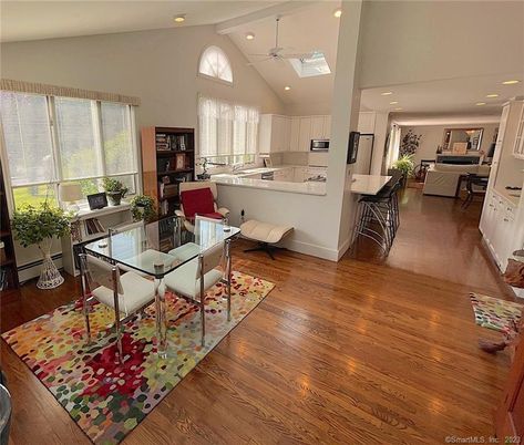 Dining room, Interior, Kitchen, Living room, Recessed Lighting, Wood Texture Flooring