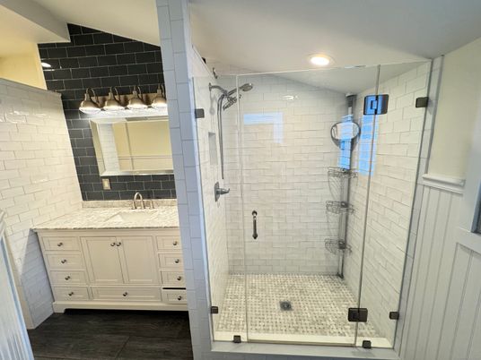 Bathroom, Glass Shower, Interior, Recessed Lighting