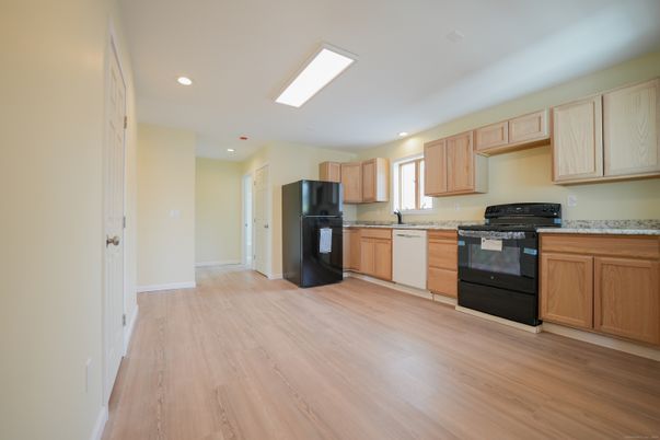 Interior, Kitchen, Recessed Lighting, Wood Texture Flooring