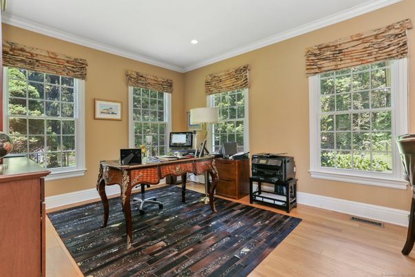 Home Office, Interior, Recessed Lighting, Wood Texture Flooring