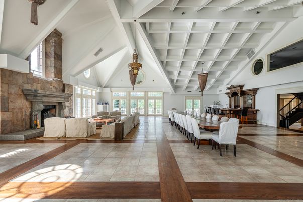 Dining room, Fireplace, Interior, Living room, Pendant Lights