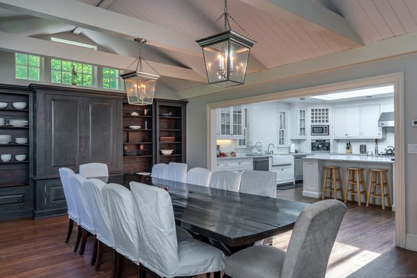 Dining room, Interior, Kitchen, Pendant Lights, Wood Texture Flooring
