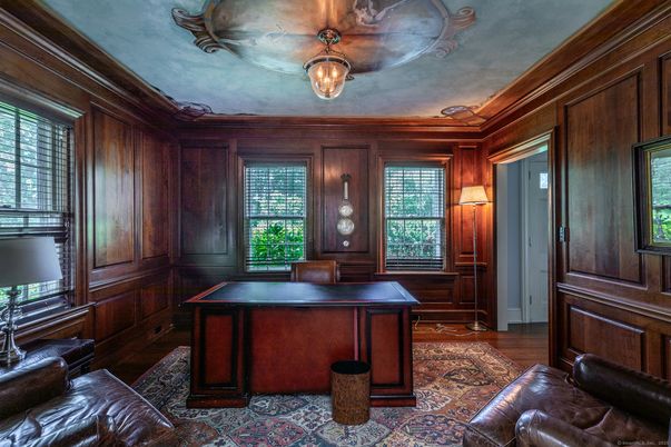 Home Office, Interior, Wood Texture Flooring, Wooden Walls