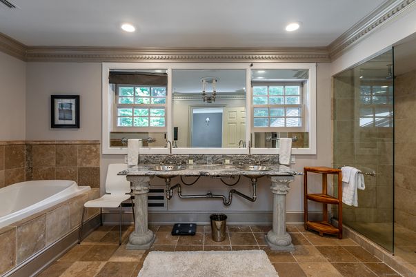 Bathroom, Glass Shower, Interior, Recessed Lighting