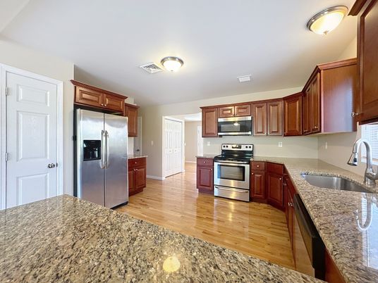 Interior, Kitchen, Stainless Steel Appliances, Wood Texture Flooring