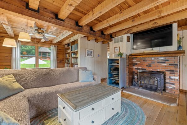 Fireplace, Interior, Living room, Stone Walls, Wooden Beams, Wooden Ceilings, Wood Texture Flooring, Wooden Walls