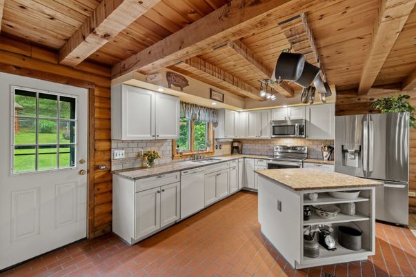 Interior, Kitchen, Stainless Steel Appliances, Wooden Beams, Wooden Ceilings