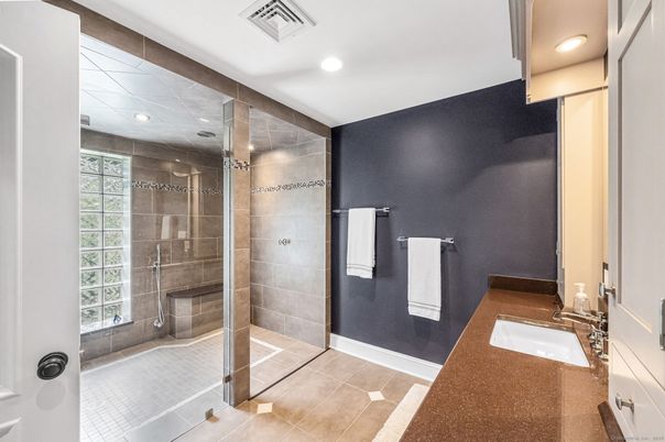 Bathroom, Dual Sink Vanities, Glass Shower, Interior, Recessed Lighting