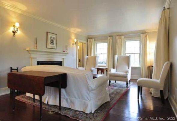 Bedroom, Fireplace, Interior, Wood Texture Flooring