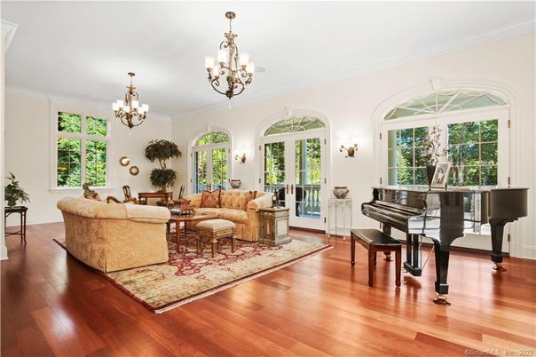 Chandelier, Interior, Living room, Piano, Wood Texture Flooring
