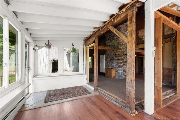 Interior, Stone Walls, Wood Texture Flooring