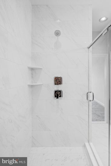 Bathroom, Glass Shower, Interior, Marble Walls, Recessed Lighting