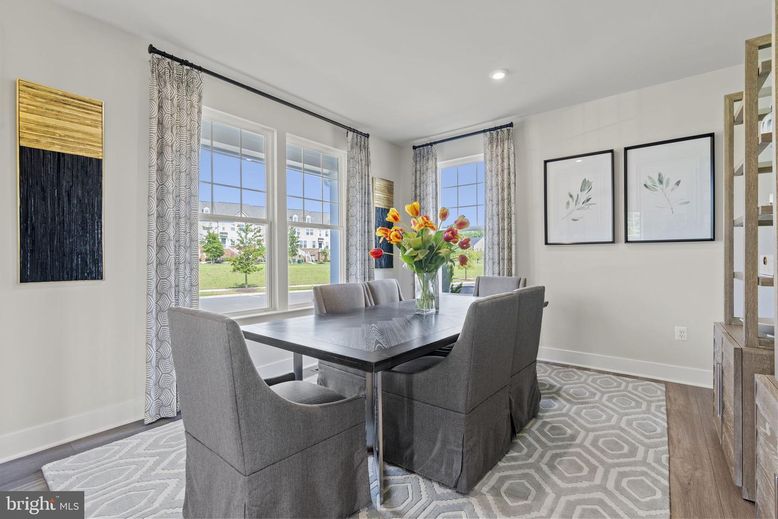 Dining room, Interior, Recessed Lighting, Wood Texture Flooring
