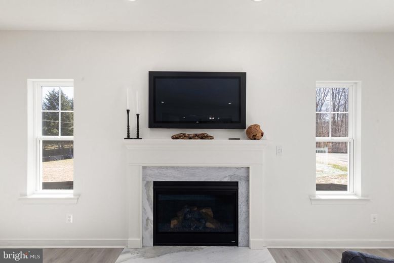 Fireplace, Interior, Recessed Lighting, Wood Texture Flooring