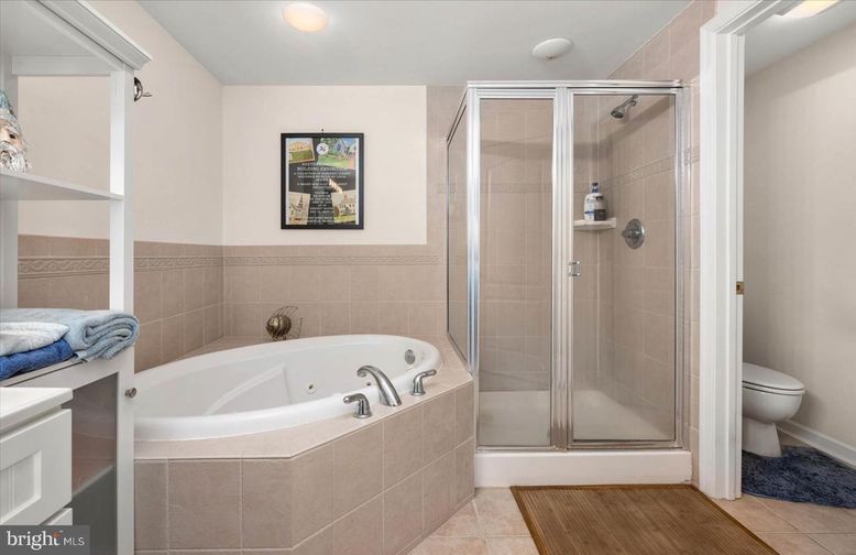 Bathroom, Glass Shower, Interior, Recessed Lighting, Wood Texture Flooring