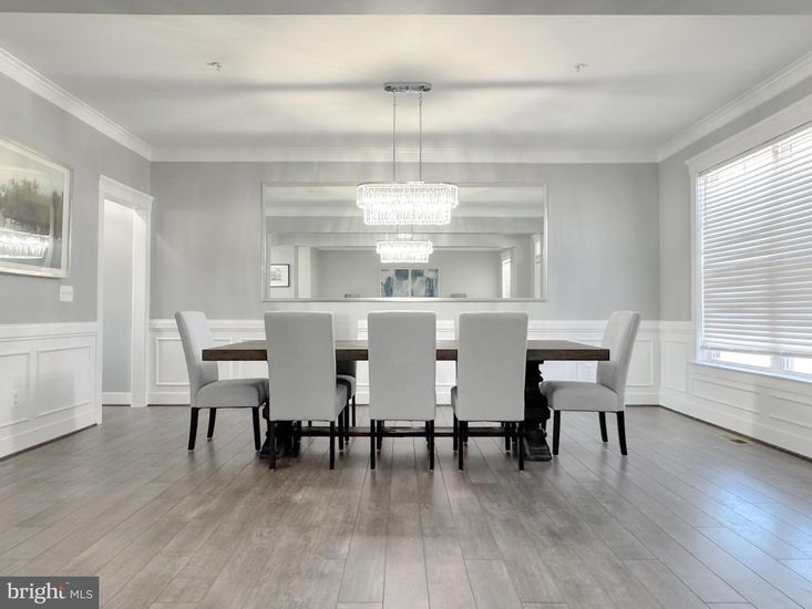 Chandelier, Dining room, Interior, Wood Texture Flooring