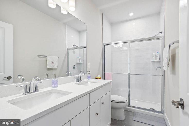 Bathroom, Dual Sink Vanities, Glass Shower, Interior, Recessed Lighting