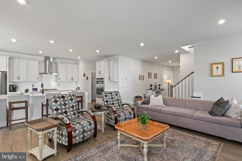 Interior, Kitchen, Living room, Recessed Lighting, Stainless Steel Appliances, Wood Texture Flooring