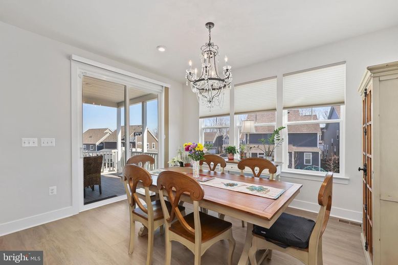 Chandelier, Dining room, Interior, Recessed Lighting, Wood Texture Flooring